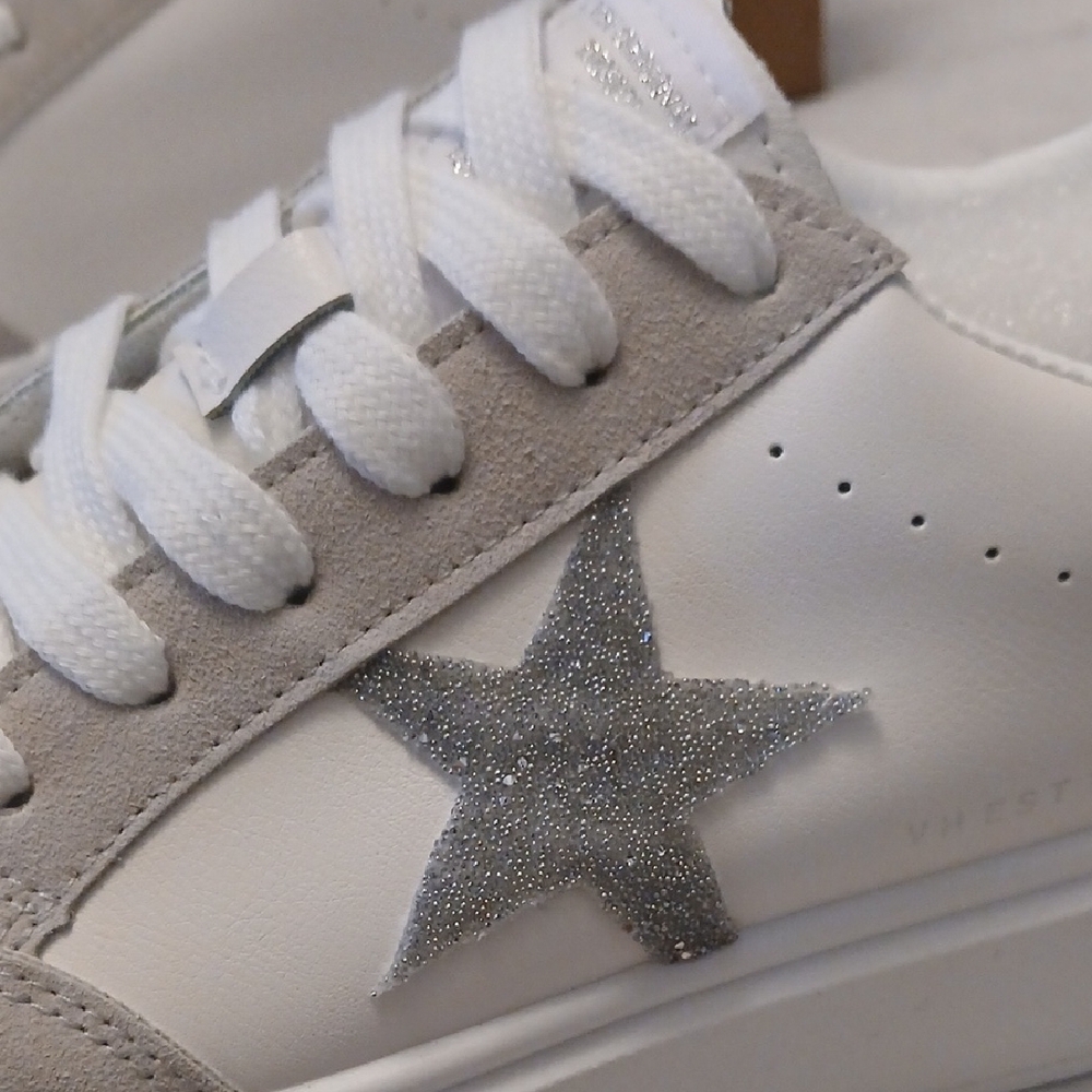 Vintage Havana White & Gray Glitter Star Sneakers 8.5 "Gail" - Picture 2 of 5
